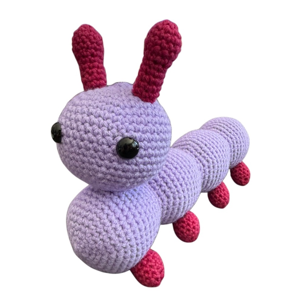 Amigurumi Crocheted Lavender & Magenta Caterpillar